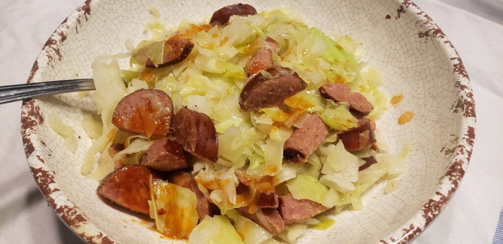 Fried Sausage and Cabbage Skillet, Low Carb THM S