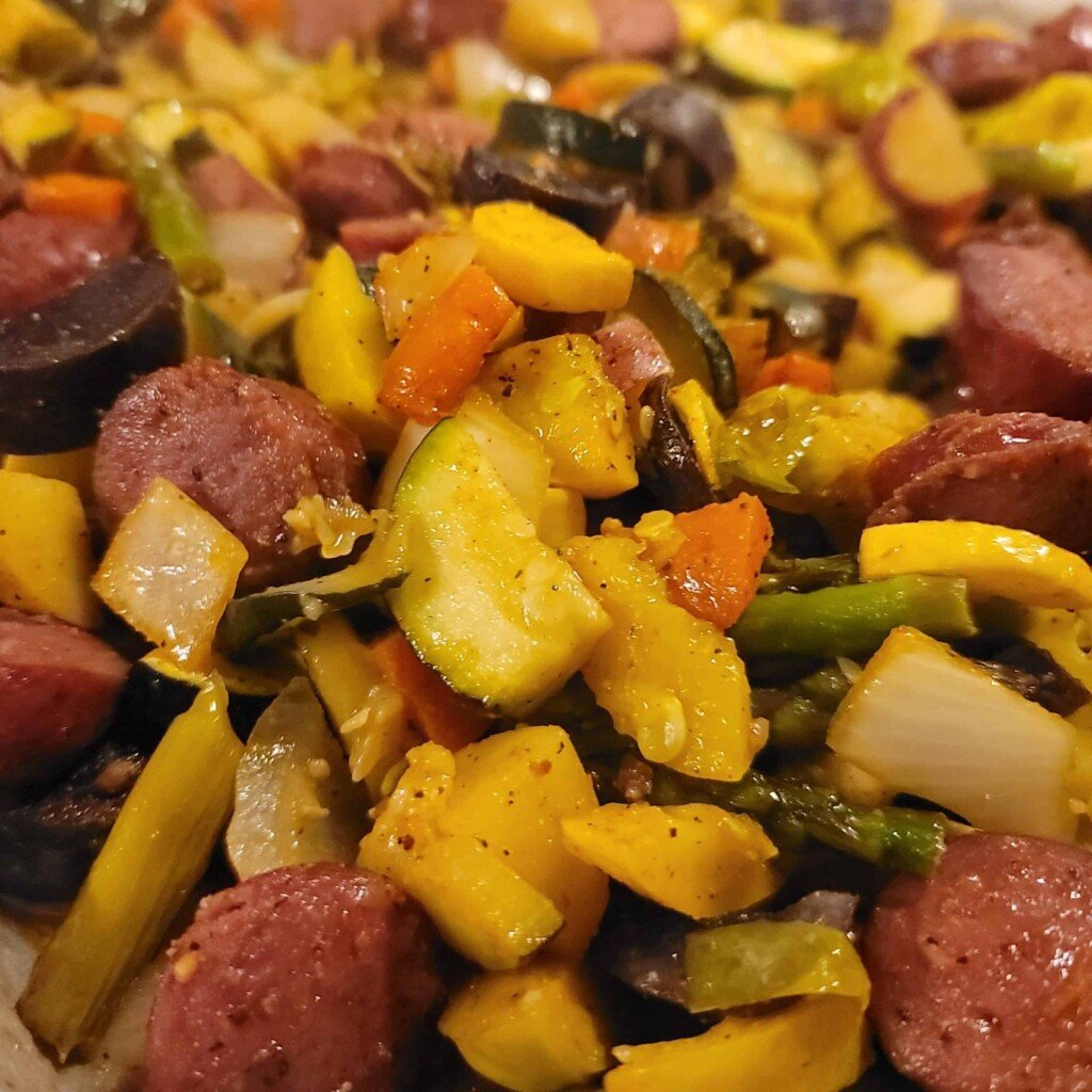Low Carb, THM S, Sausage and Veggie Sheet Pan Dinner