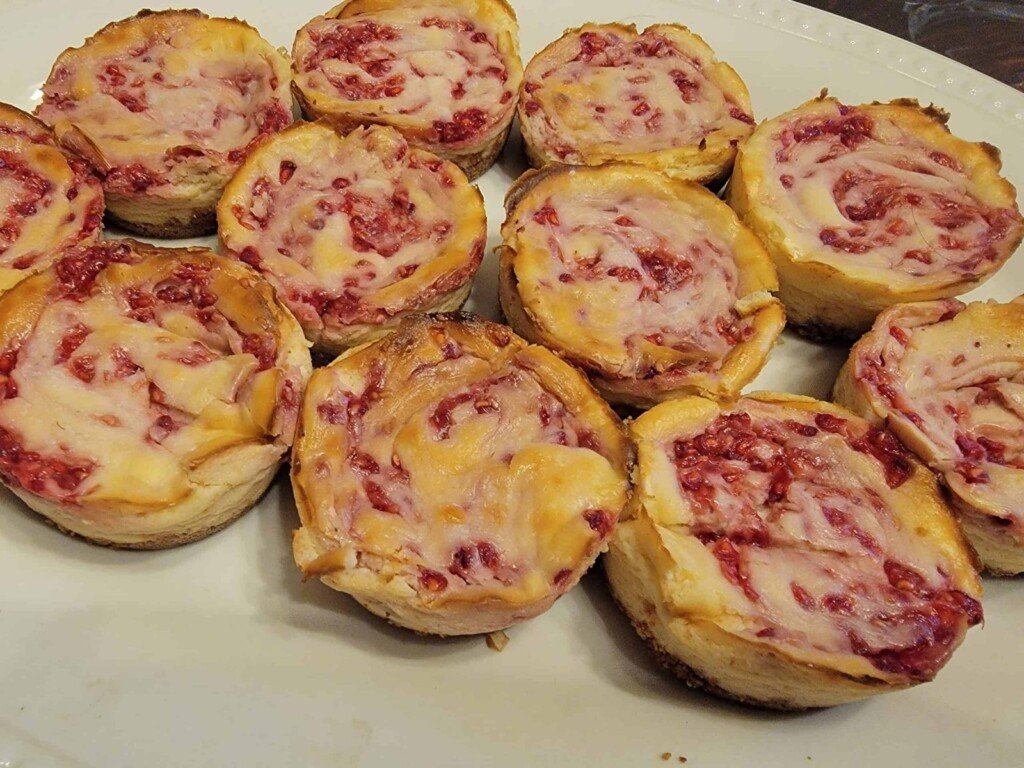 Low Carb Raspberry Swirl Cheesecakes
