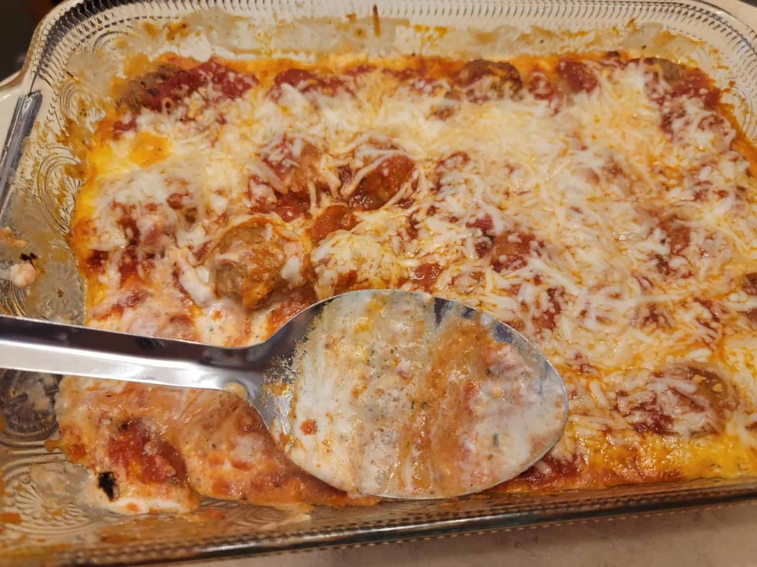 Super Easy and Cheesy Meatball Bake, Low Carb and Trim Healthy Mama S