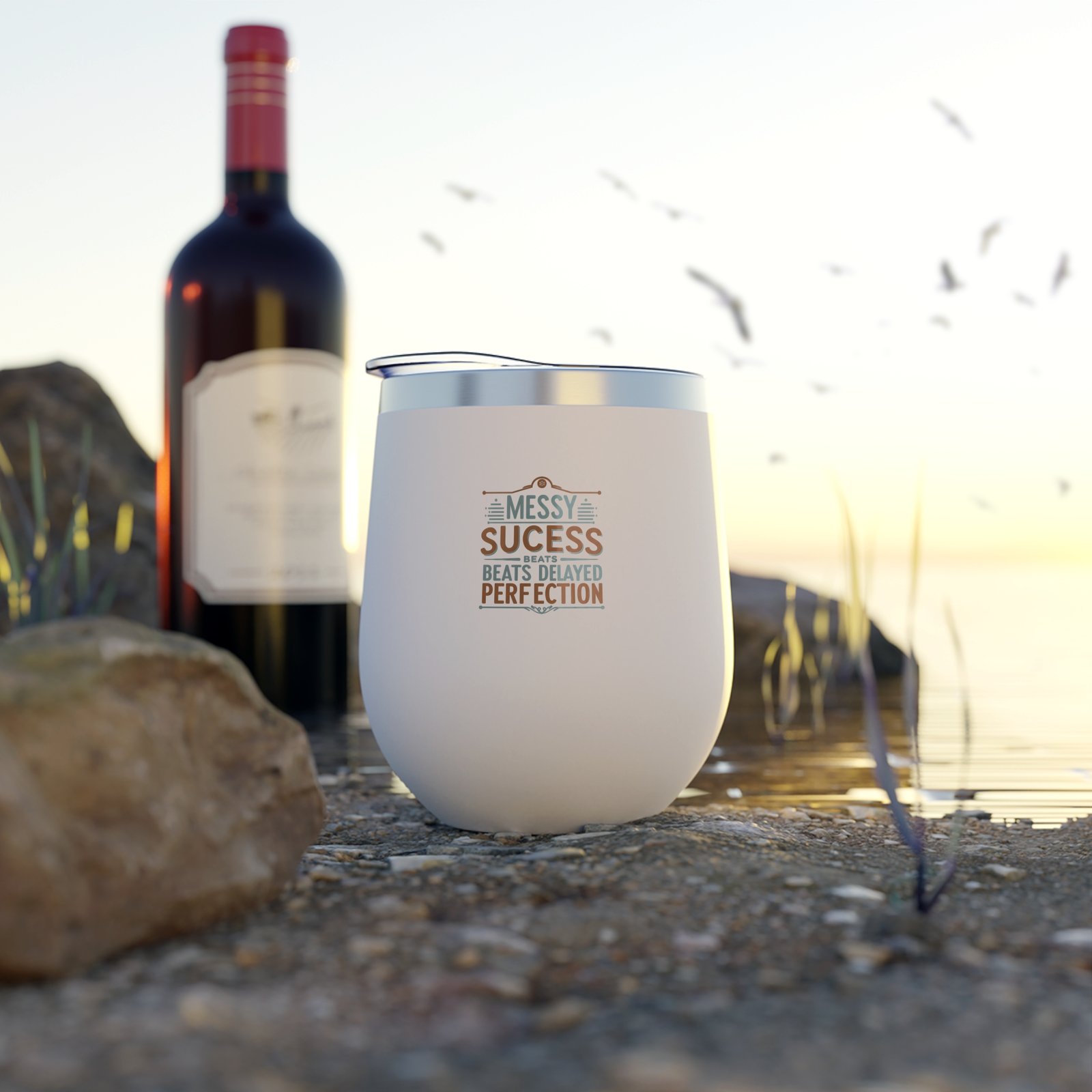 Inspirational Copper Insulated Cup - 12oz, "Messy Success Beats Delayed Perfection" - Image 11