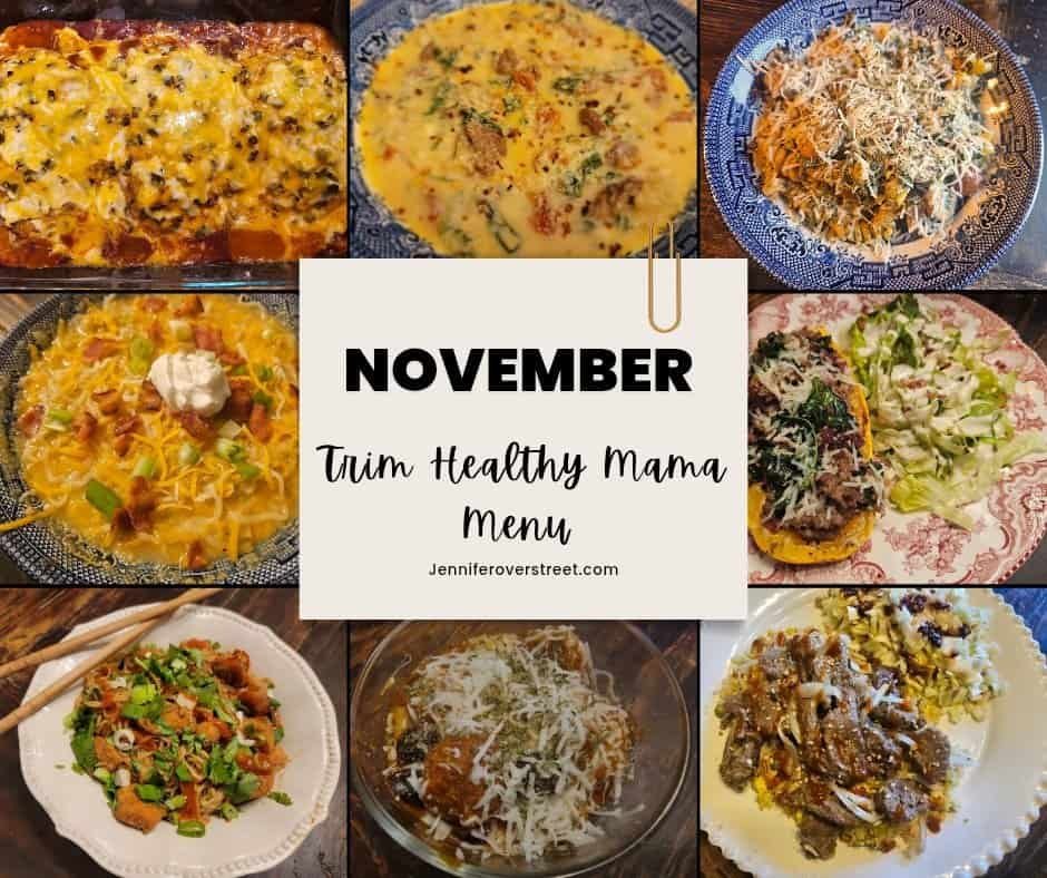 November Trim Healthy Mama Dinner Menu