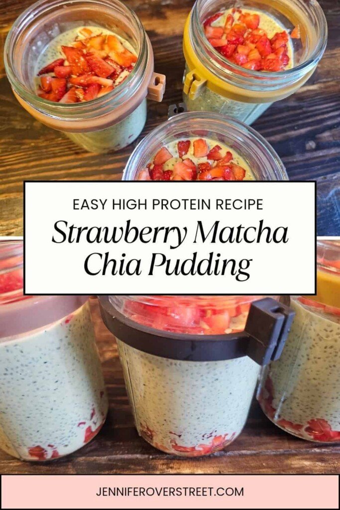 High Protein Strawberry Matcha Chia Pudding