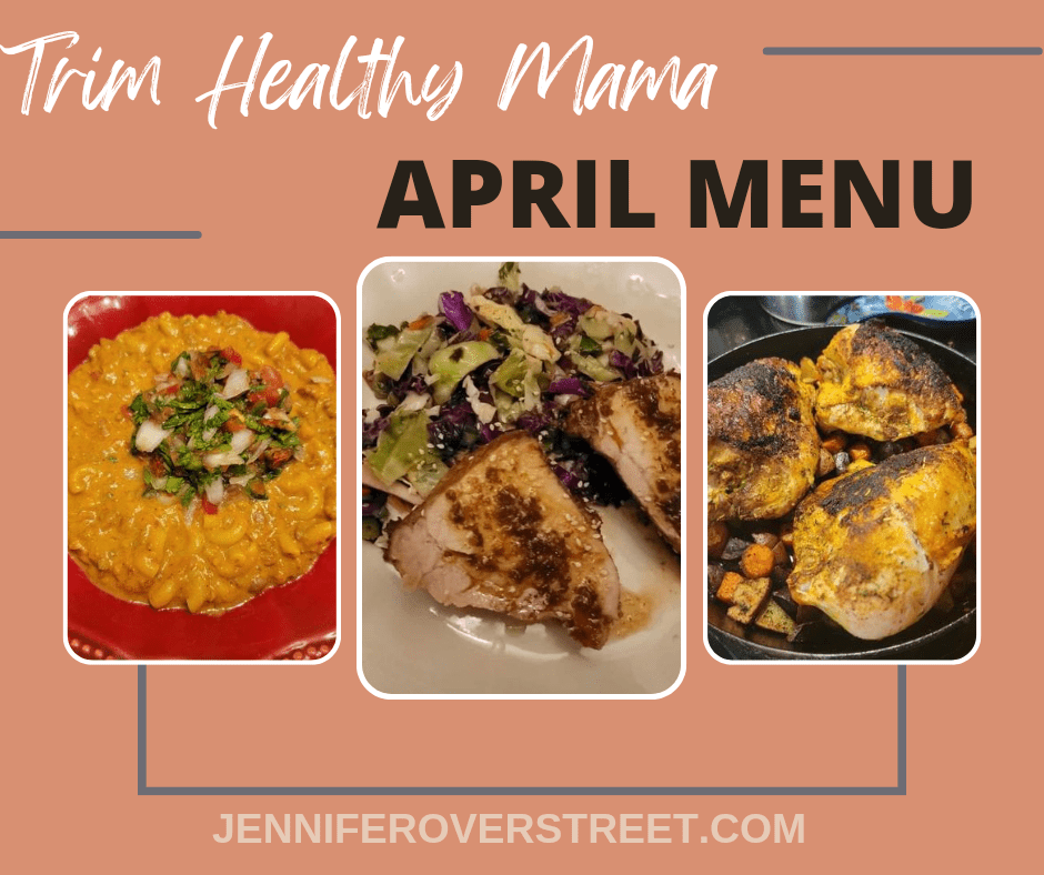 April 2023 Trim Healthy Mama monthly dinner menu