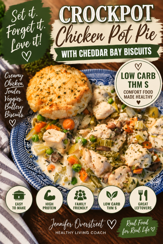 Crockpot Chicken Pot Pie with Cheddar Bay Biscuits