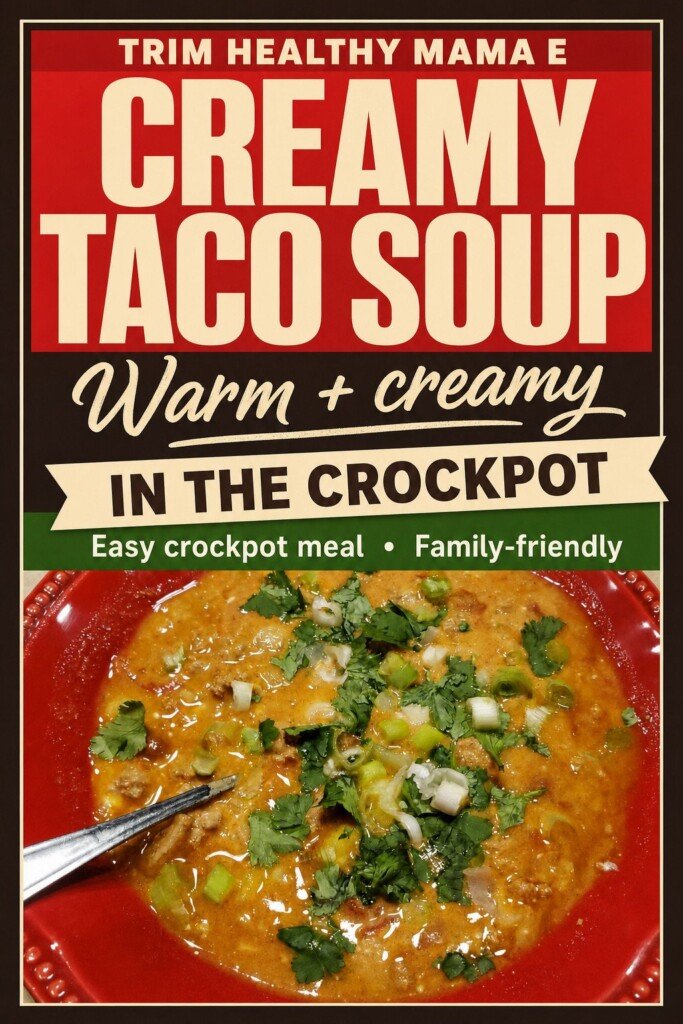Trim Healthy Mama E Creamy Taco Soup in the Crockpot